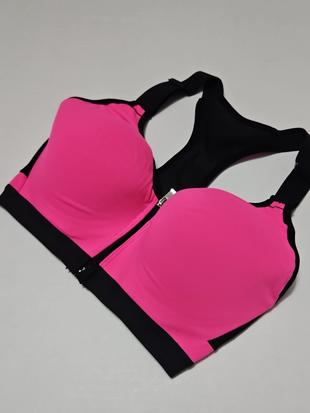 VSX High-Impact Front-Zip Underwire Sports Bra - Hot Pink & Black Size 32DD